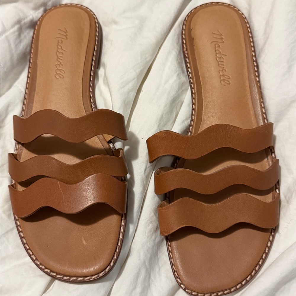 Madewell Tan Wave Strap Leather Sandals Size 6 1/2 6.5